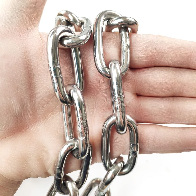 JENSWILL 1/4 inch (6mm) -6.5ft(Length) Stainless Steel 304 Chain,Metal Chain Utility Chain Heavy Duty Chain for Guardrail, Swing, Lifting, Trailer,Pet,Hanging Clothes with 2 Shackles - Image 4